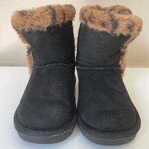 3/$30 Kids Toddler Girl Size 7/8 Lily & Dan Cold Boots Black Leopard Trim